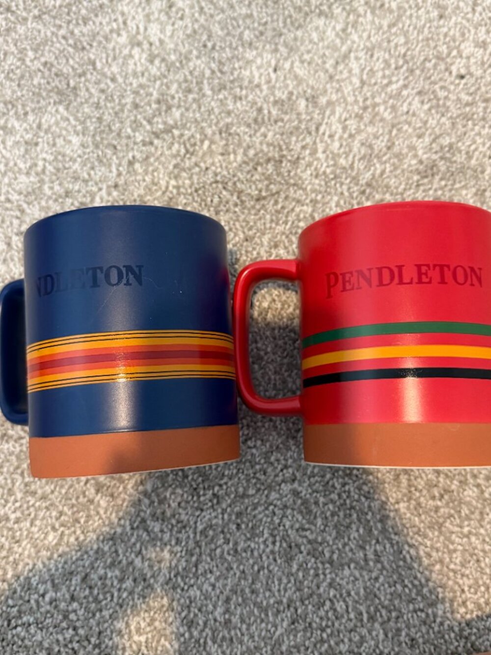 Pendleton Coffee Mug Set Southwestern Stripe Blue Red Ceramic Western Cabin - Picture 2 of 5